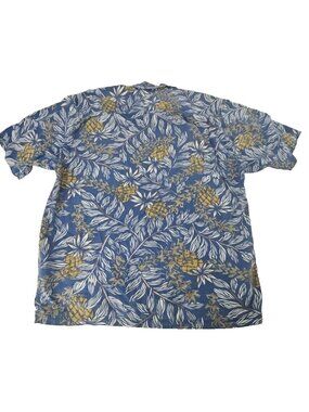 Vintage St Durand Hawaiian Aloha Shirt Mens M Blue Pineapple Tiki Tropical Rayon